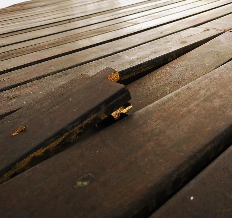 broken timber decking