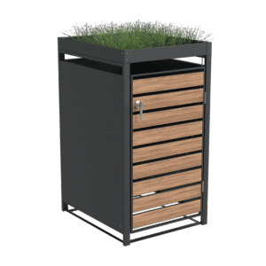 Ecoscape Bin Store Planter Woodgrain & Charcoal Single